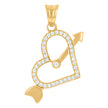 10kt Yellow Gold Womens Cubic-Zirconia Cupid Heart Charm Pendant