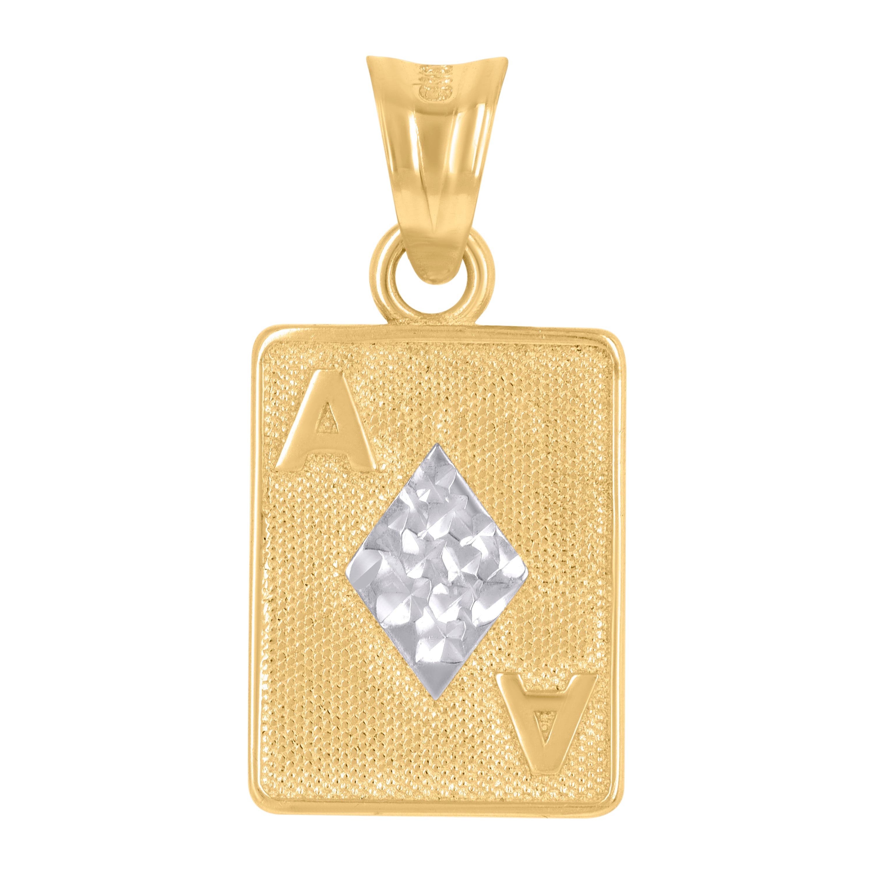 10kt Two-Tone Gold Mens Playing Cards Gambling Fashion Charm Pendant