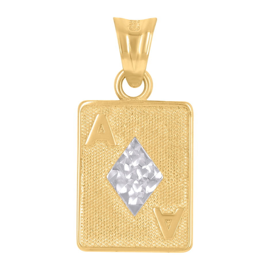 10kt Two-Tone Gold Mens Playing Cards Gambling Fashion Charm Pendant