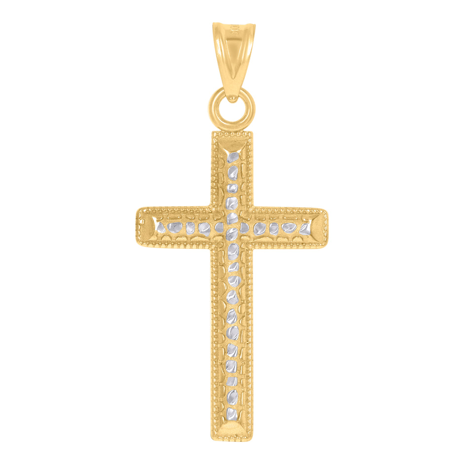 10kt Two-Tone Gold Unisex Cross Religious Charm Pendant