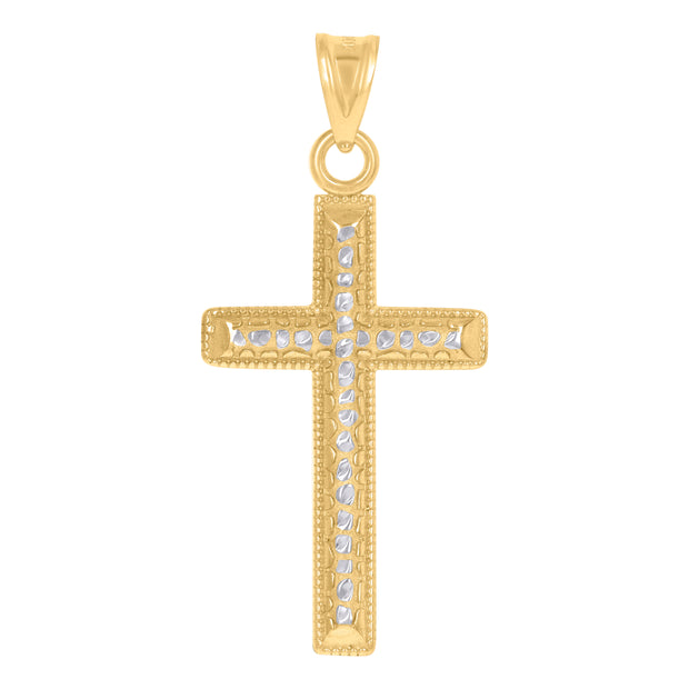 10kt Two-Tone Gold Unisex Cross Religious Charm Pendant
