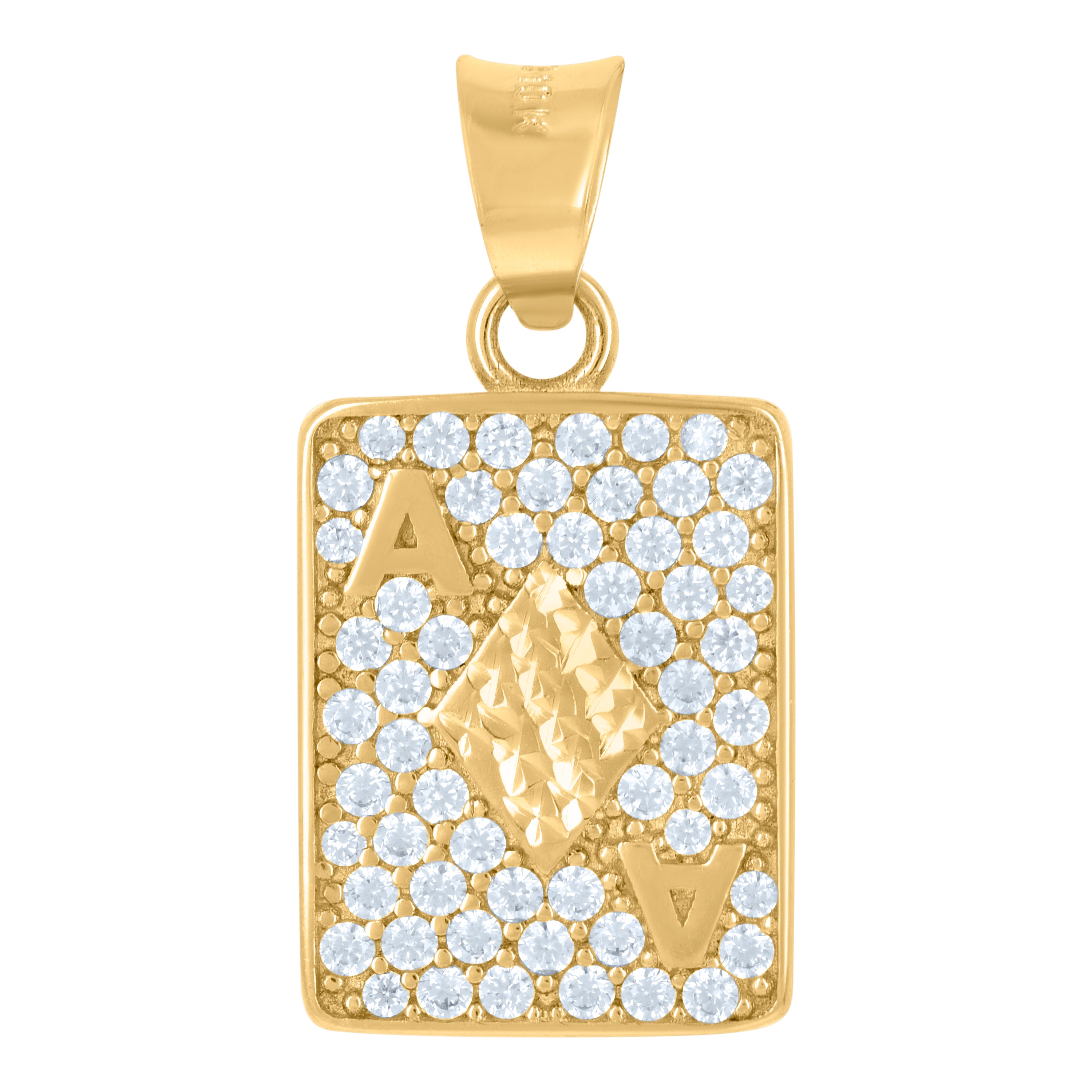 10kt Yellow Gold Mens Cubic-Zirconia Playing Cards Gambling Fashion Charm Pendant