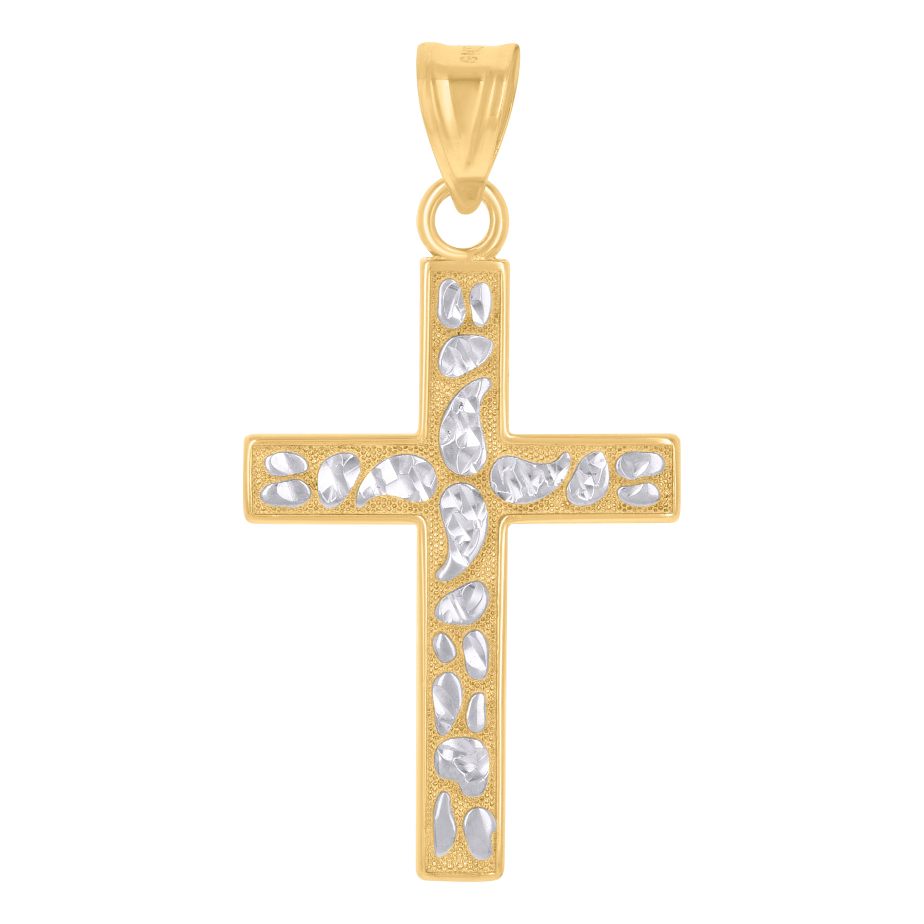 10kt Two-Tone Gold Unisex Cross Religious Charm Pendant