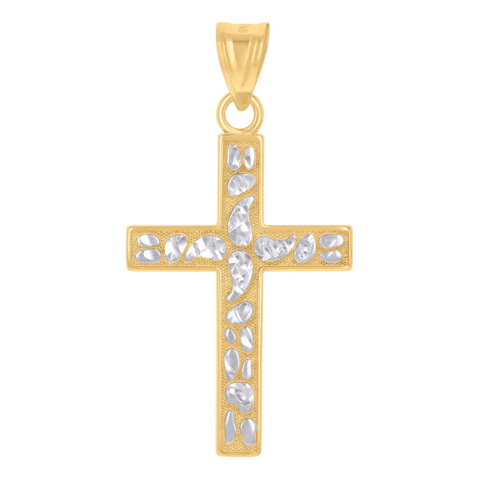 10kt Two-Tone Gold Unisex Cross Religious Charm Pendant