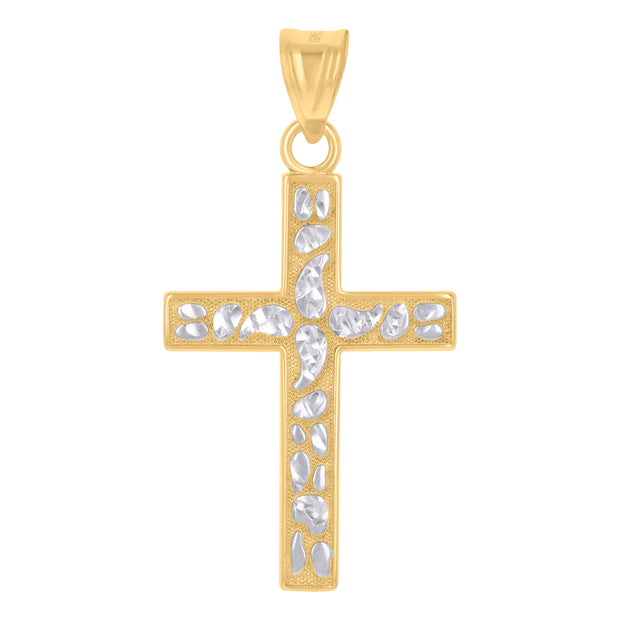 10kt Two-Tone Gold Unisex Cross Religious Charm Pendant