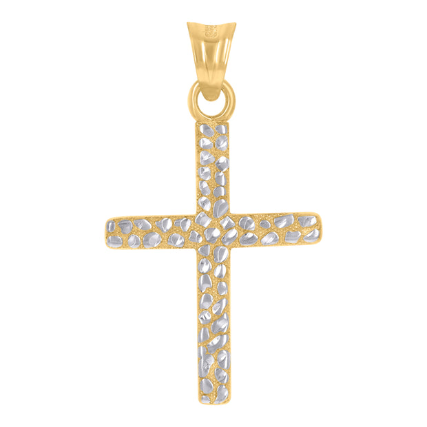 10kt Two-Tone Gold Unisex Cross Religious Charm Pendant