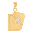 10kt Yellow Gold Mens Cubic-Zirconia Playing Cards Gambling Fashion Charm Pendant