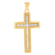 10kt Two-Tone Gold Mens Cross Religious Charm Pendant