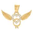 10kt Yellow Gold Womens Cubic-Zirconia Flying Heart Charm Pendant
