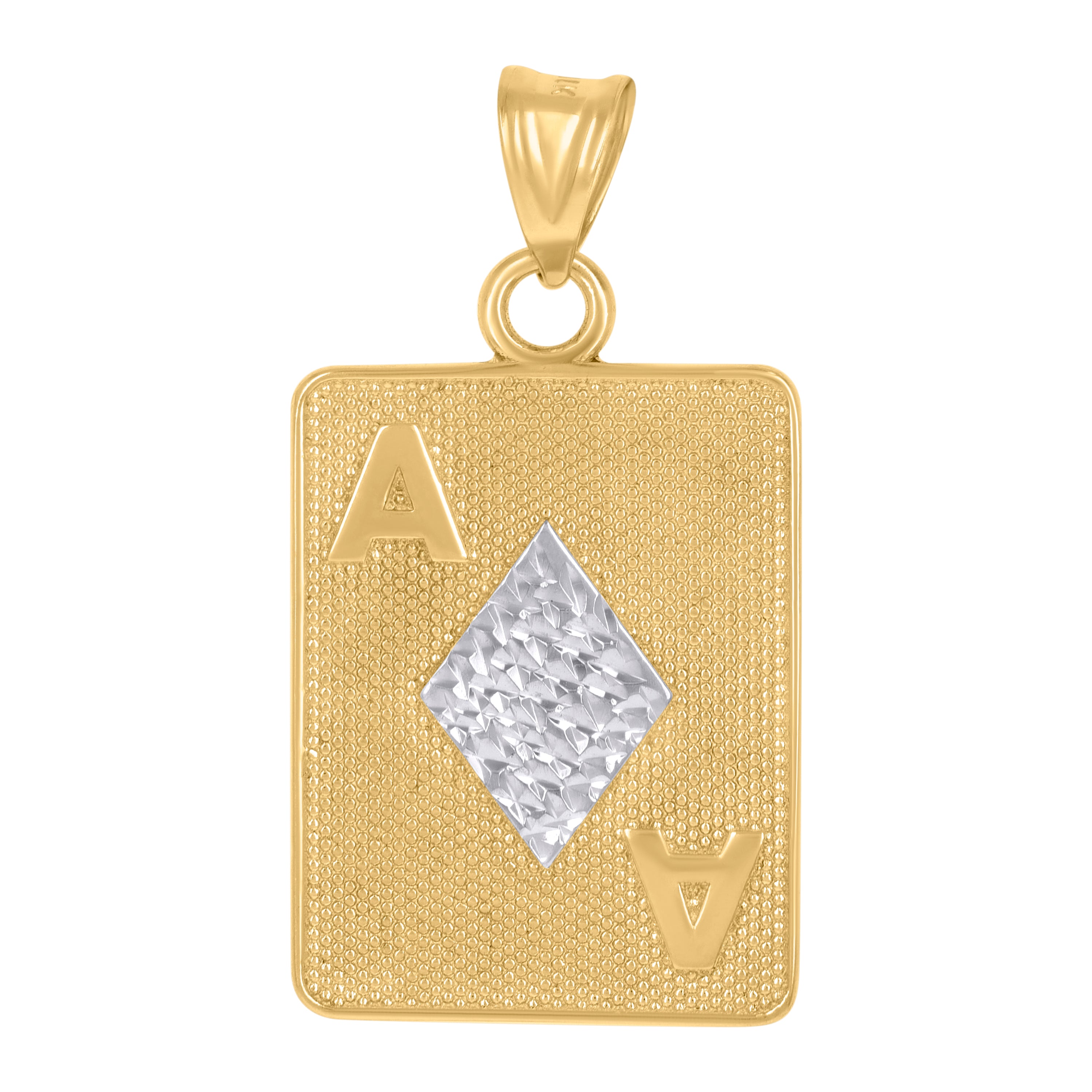 10kt Yellow Gold Mens Playing Cards Gambling Fashion Charm Pendant