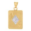 10kt Yellow Gold Mens Playing Cards Gambling Fashion Charm Pendant