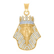 10kt Two-Tone Gold Mens Cubic-Zirconia Pharaoh Egyptian Charm Pendant