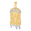 10Kt Two-Tone Gold Mens Jesus Religious Dripping Charm Pendant