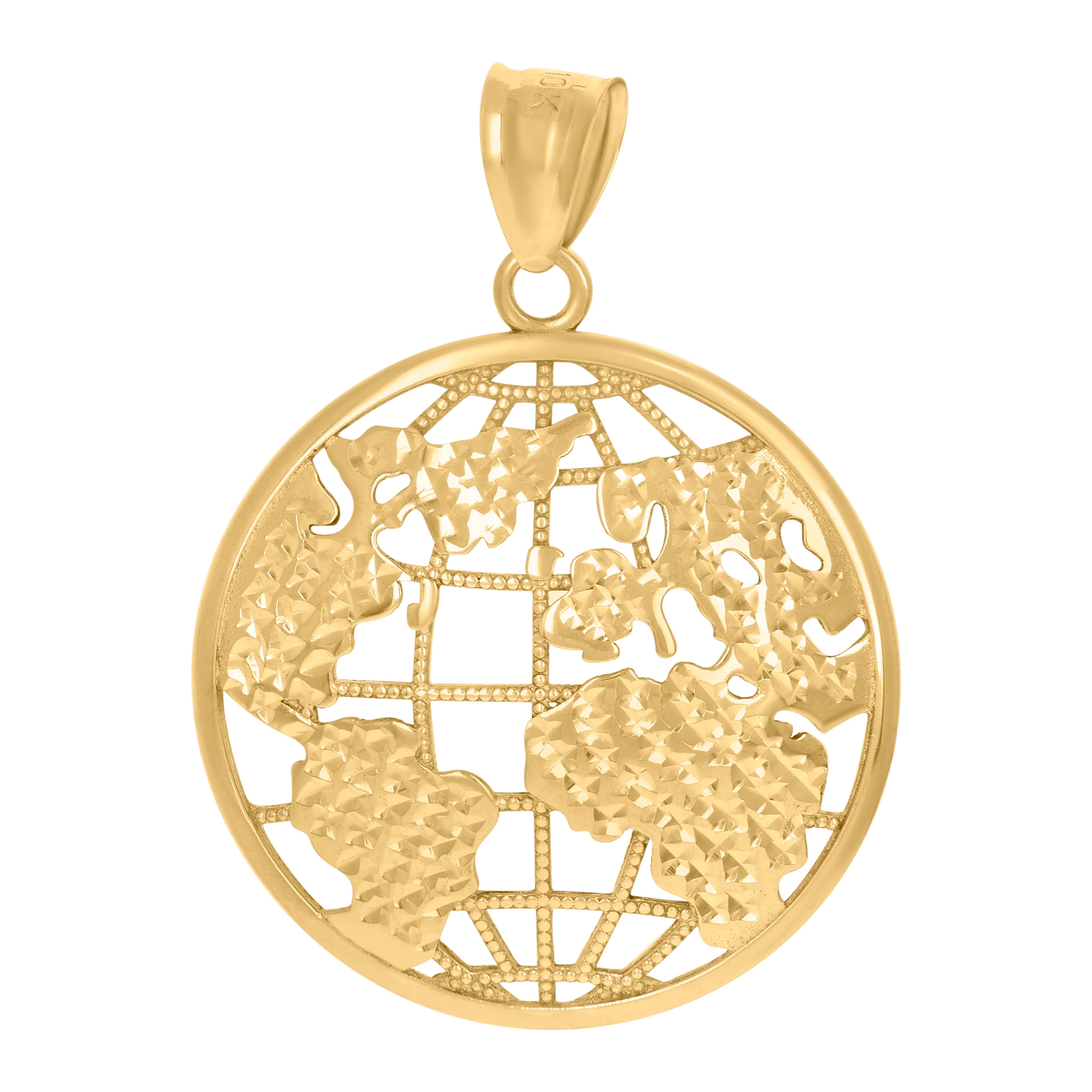 10kt Yellow Gold Mens World Map Globe Maps Charm Pendant