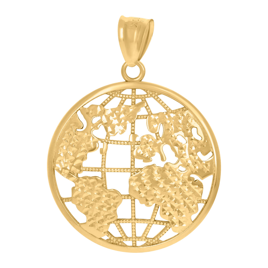 10kt Yellow Gold Mens World Map Globe Maps Charm Pendant