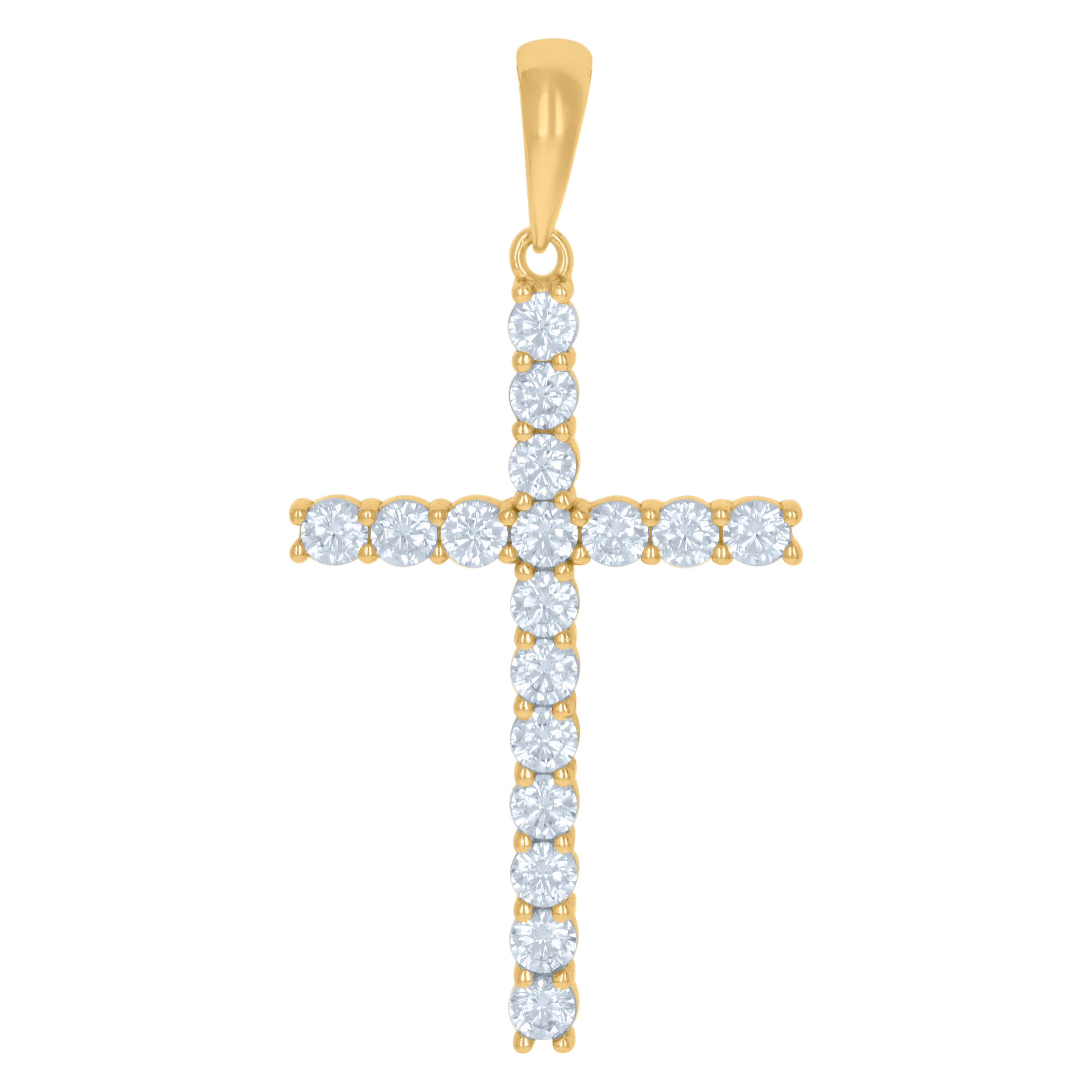 925 Sterling Silver Yellow-Tone Mens Cubic-Zirconia Cross Religious Charm Pendant
