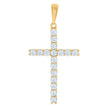 925 Sterling Silver Yellow-Tone Mens Cubic-Zirconia Cross Religious Charm Pendant