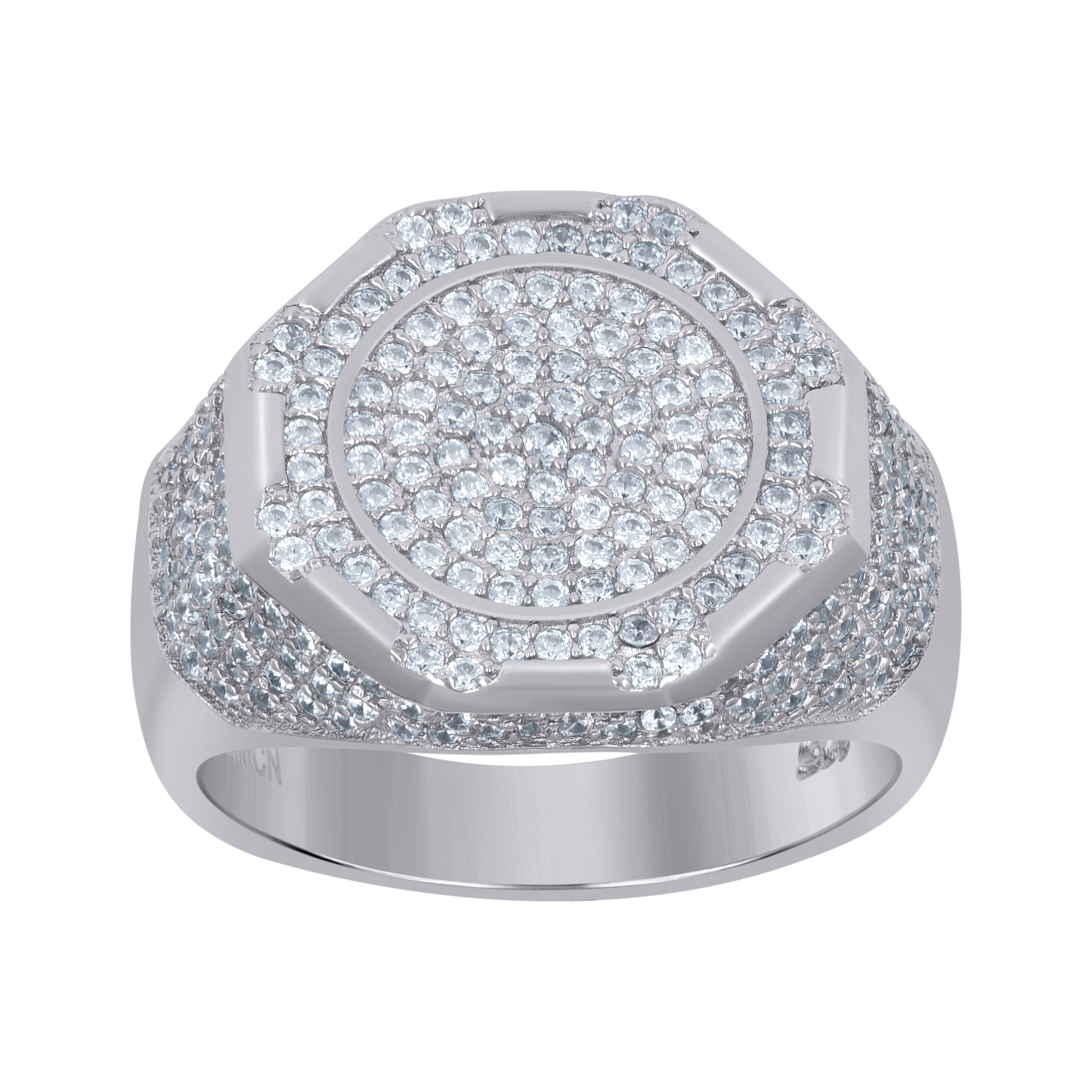 925 Sterling Silver Mens Cubic-Zirconia Fashion Ring Size 10