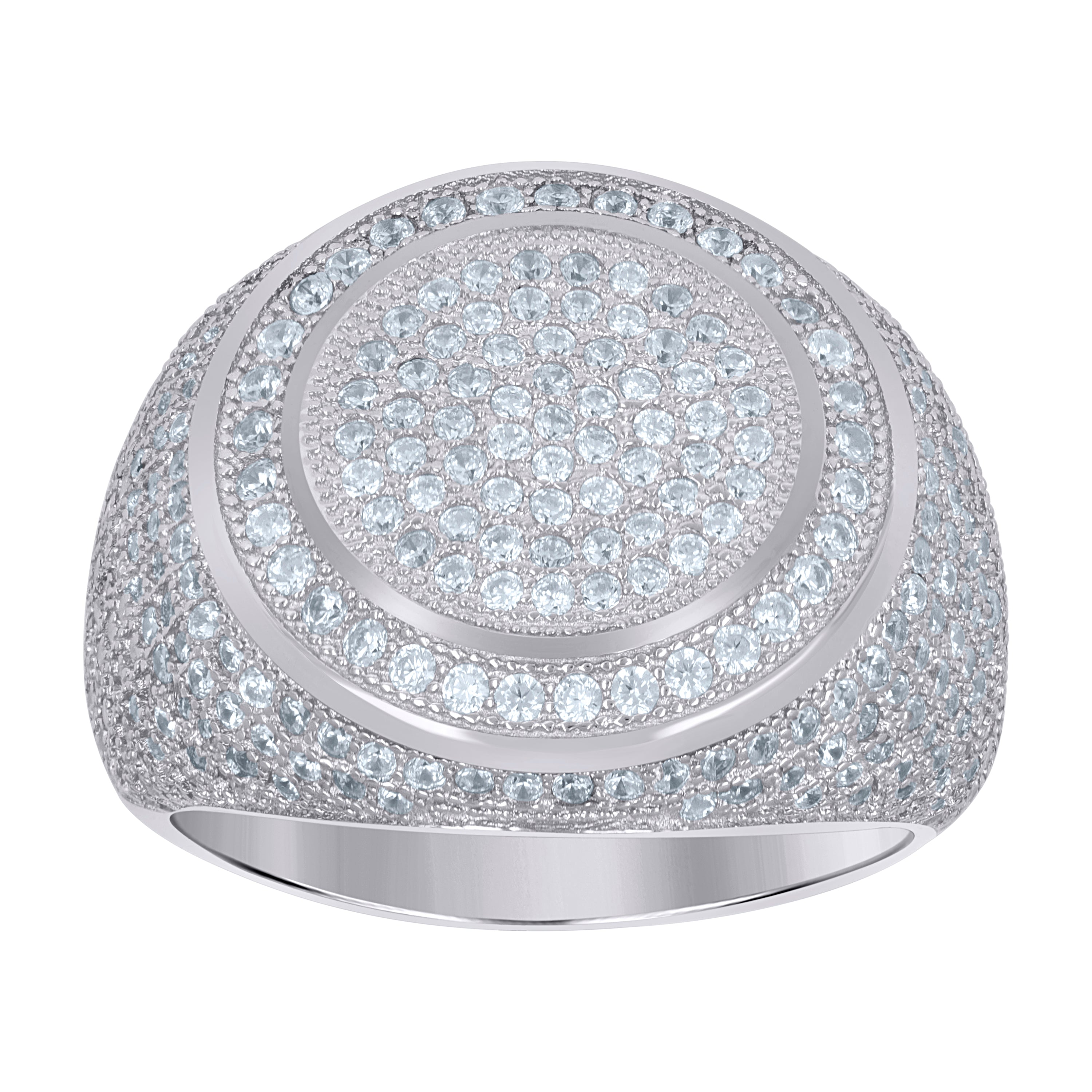 925 Sterling Silver Mens Cubic-Zirconia Cluster Fashion Ring Size 9