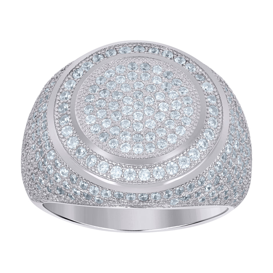 925 Sterling Silver Mens Cubic-Zirconia Cluster Fashion Ring Size 9