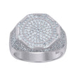 925 Sterling Silver Mens Cubic-Zirconia Octagon Head Fashion Ring Size 9