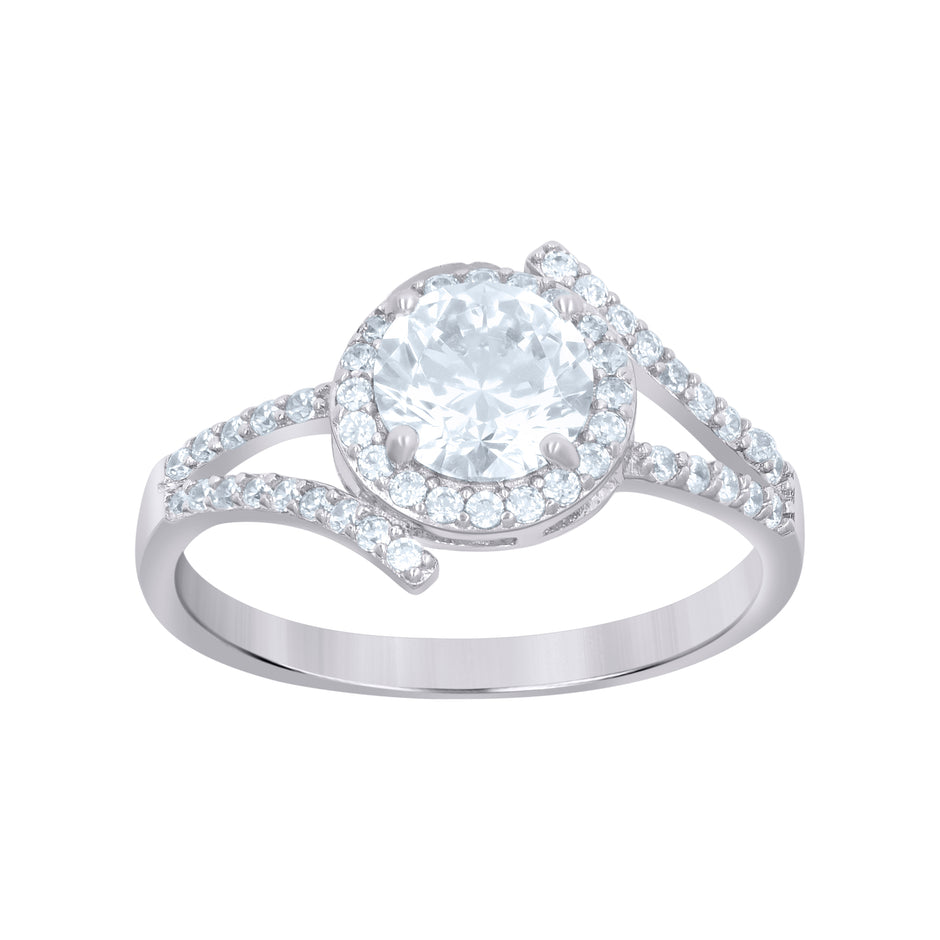 925 Sterling Silver Women Cubic-Zirconia Fashion Ring Size 6