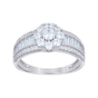 925 Sterling Silver Womens Baguette Round Cubic-Zirconia Flower Fashion Ring Size 5