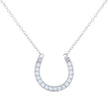 925 Sterling Silver Womens Cubic-Zirconia Horse Shoe Good Luck Necklace