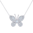 925 Sterling Silver Womens Cubic-Zirconia Butterfly Fashion Charm Necklace