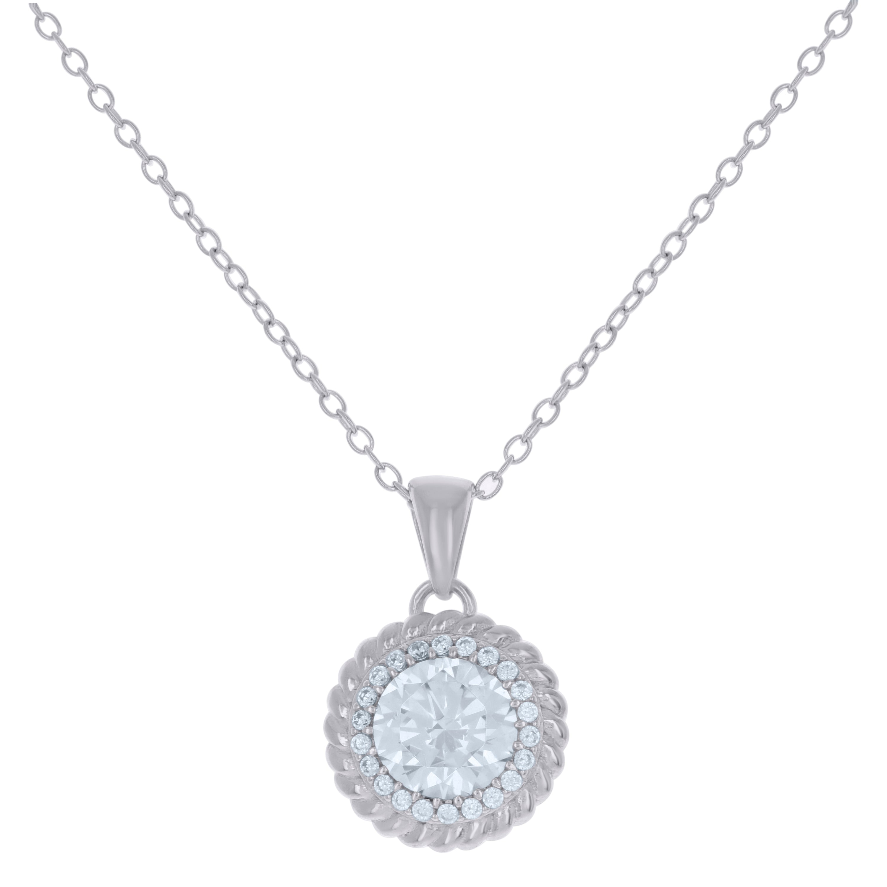 925 Sterling Silver Womens Cubic-Zirconia Fashion Charm Necklace