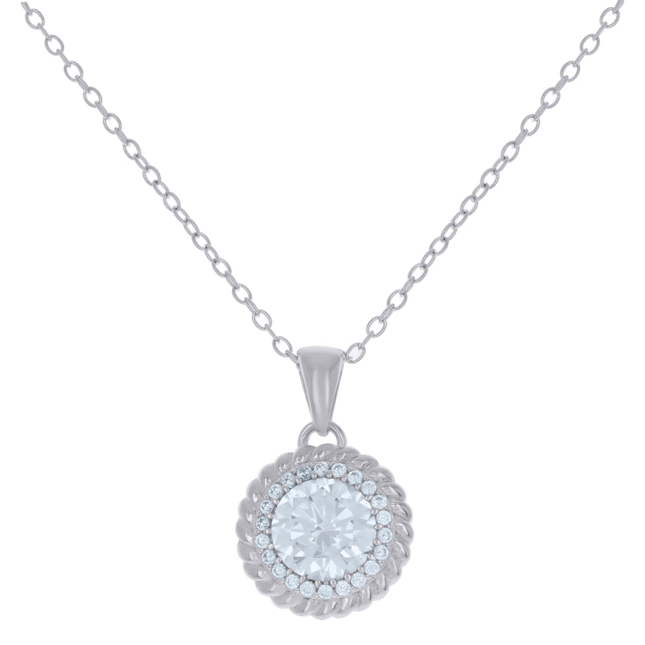 925 Sterling Silver Womens Cubic-Zirconia Fashion Charm Necklace