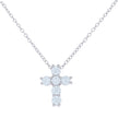 925 Sterling Silver Womens Cubic-Zirconia Cross Religious Charm Necklace