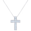 925 Sterling Silver Womens Princess-Cut Cubic-Zirconia Cross Religious Charm Necklace