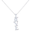 925 Sterling Silver Womens Cubic-Zirconia LOVE Charm Necklace