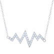 925 Sterling Silver Womens Cubic-Zirconia Heartbeat Charm Necklace