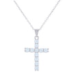 925 Sterling Silver Womens Cubic-Zirconia Cross Religious Charm Necklace
