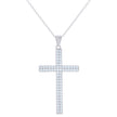925 Sterling Silver Womens Cubic-Zirconia Cross Religious Charm Necklace