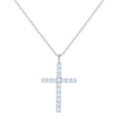 925 Sterling Silver Womens Cubic-Zirconia Cross Religious Charm Necklace
