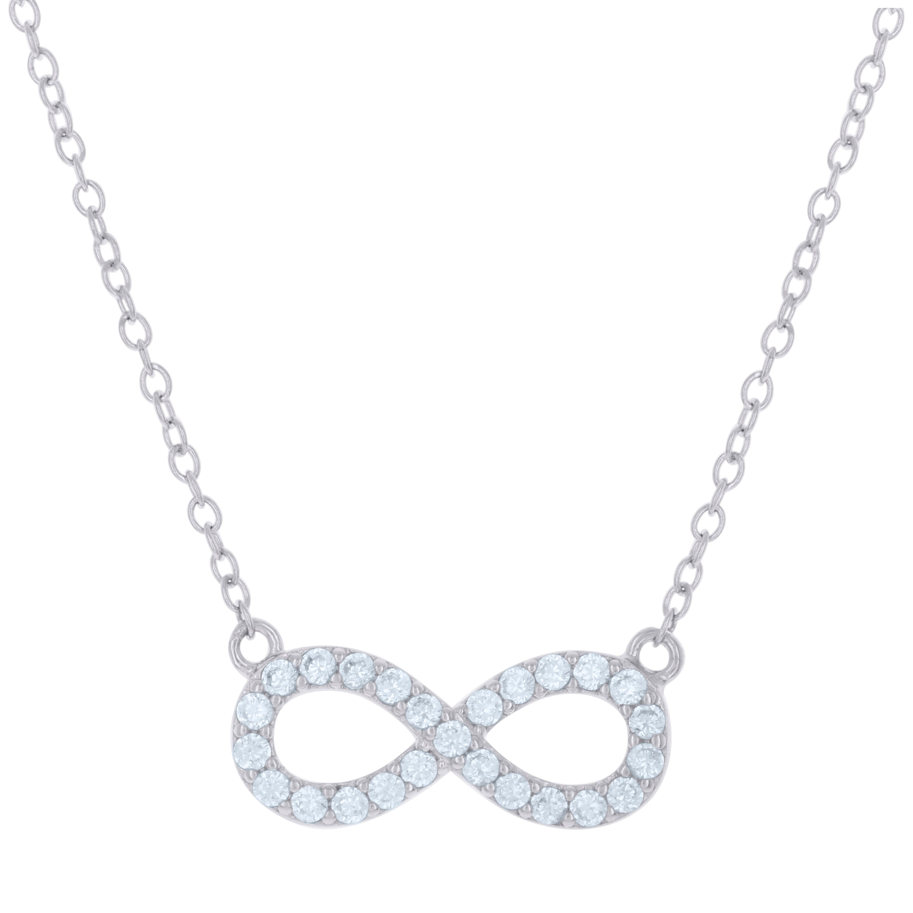 925 Sterling Silver Womens Cubic-Zirconia Infinity Charm Necklace