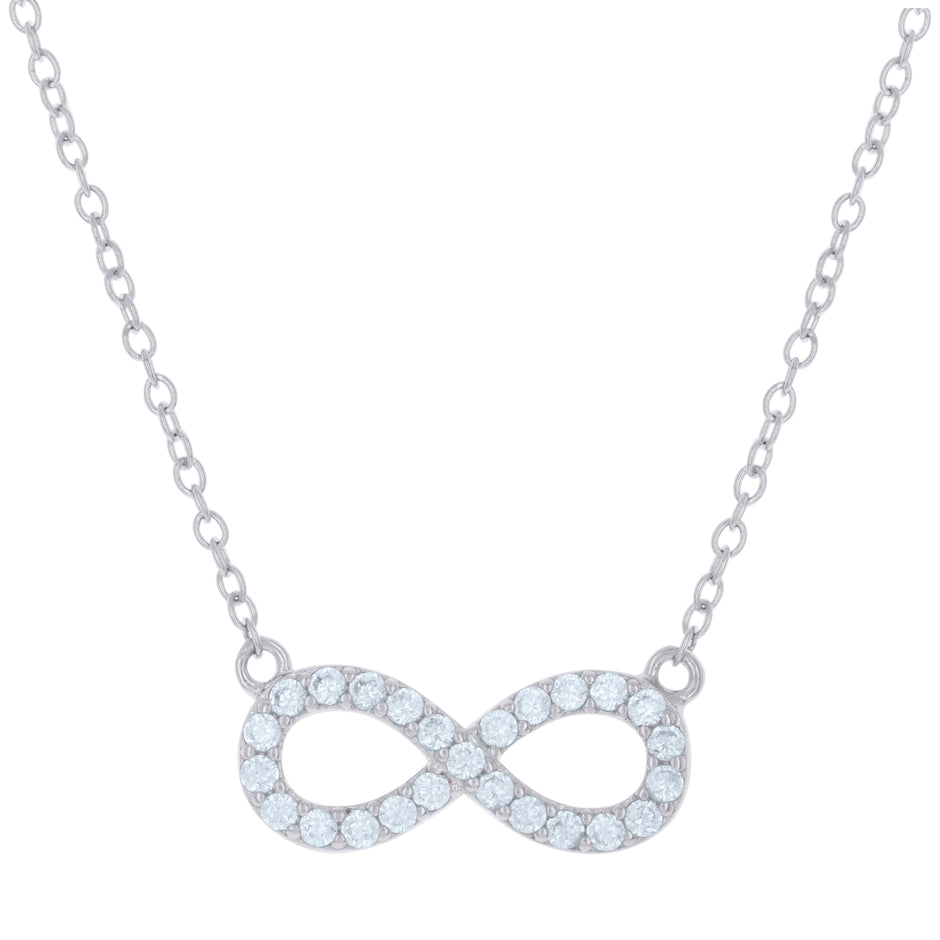 925 Sterling Silver Womens Cubic-Zirconia Infinity Charm Necklace