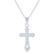925 Sterling Silver Womens Cubic-Zirconia Cross Religious Charm Necklace