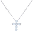 925 Sterling Silver Womens Cubic-Zirconia Cross Religious Charm Necklace