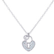 925 Sterling Silver Womens Cubic-Zirconia Heart Lock Charm Necklace