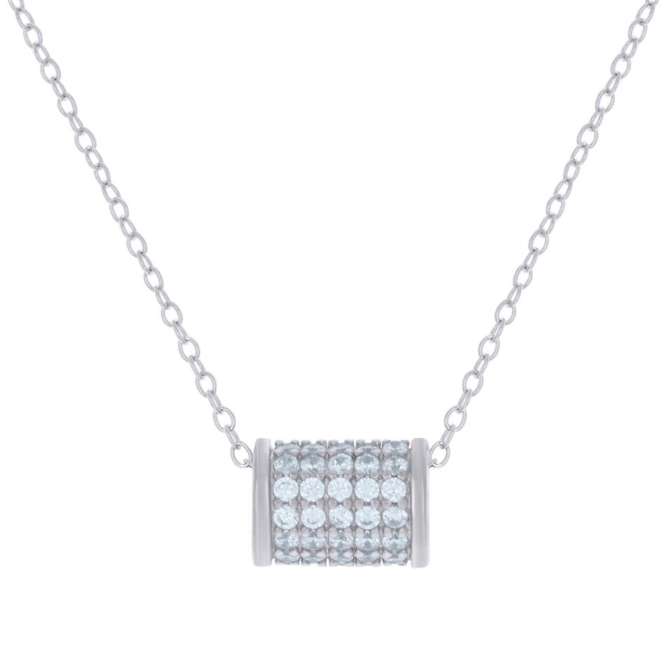 925 Sterling Silver Womens Cubic-Zirconia Barrel Fashion Charm Necklace