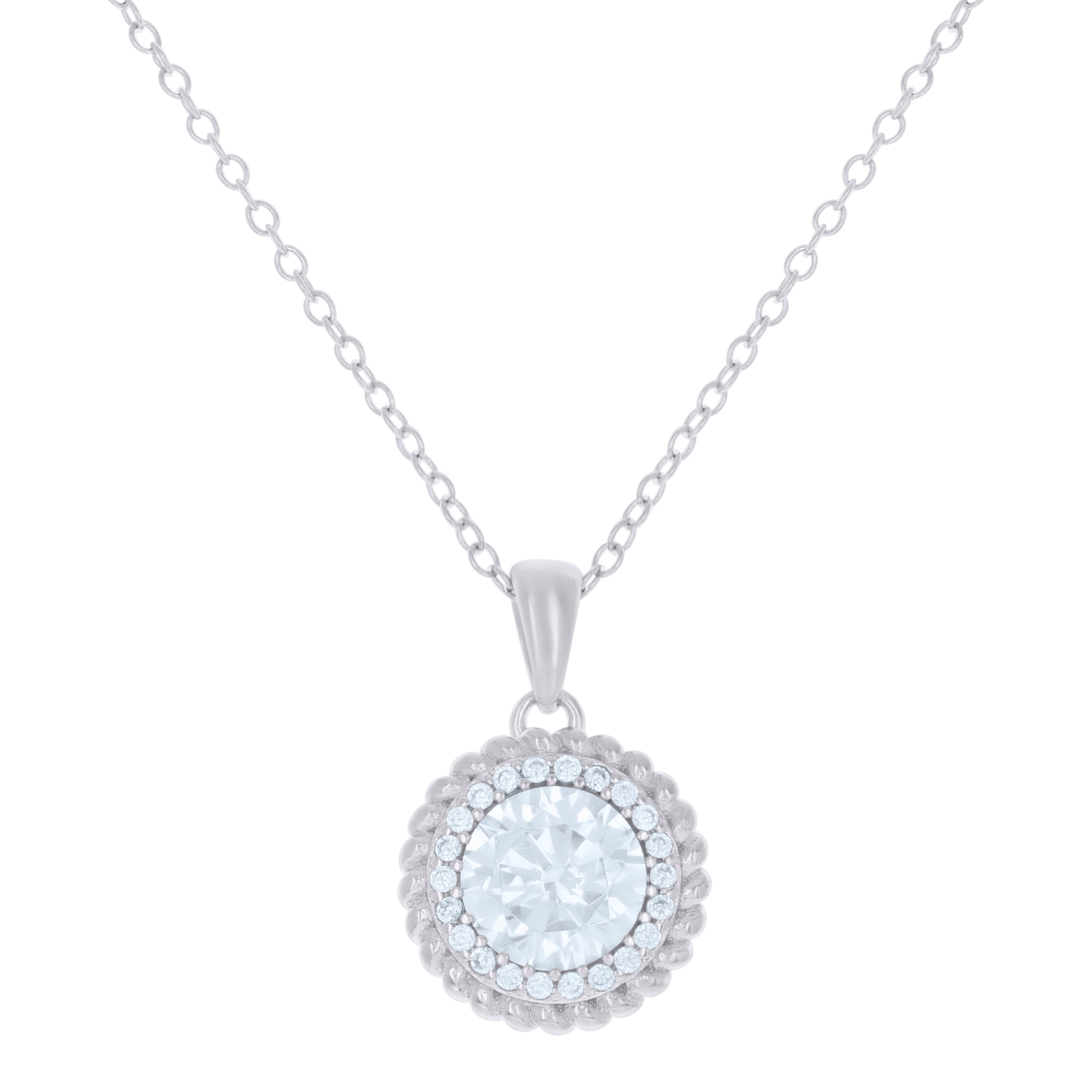925 Sterling Silver Womens Cubic-Zirconia Fashion Charm Necklace