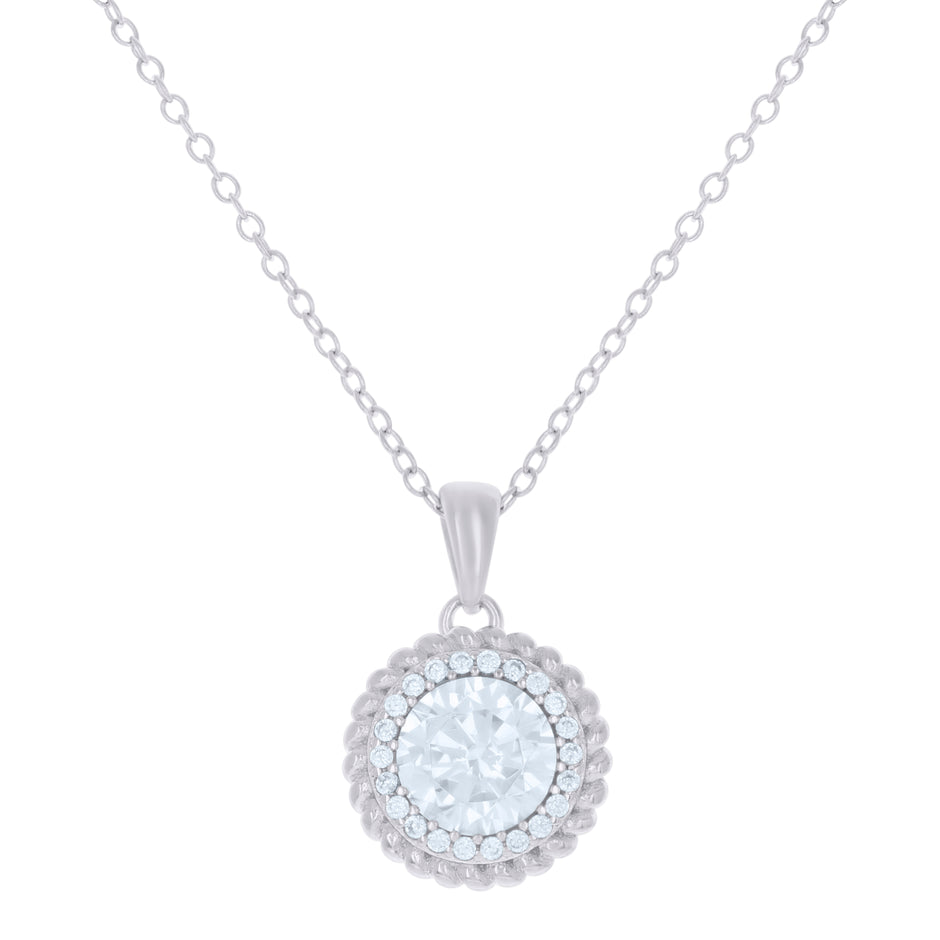 925 Sterling Silver Womens Cubic-Zirconia Fashion Charm Necklace