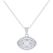 925 Sterling Silver Womens Cubic-Zirconia Evil Eye Good Luck Charm Necklace