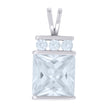 925 Sterling Silver Womens Princess-Cut Round Cubic-Zirconia Fashion Charm Pendant