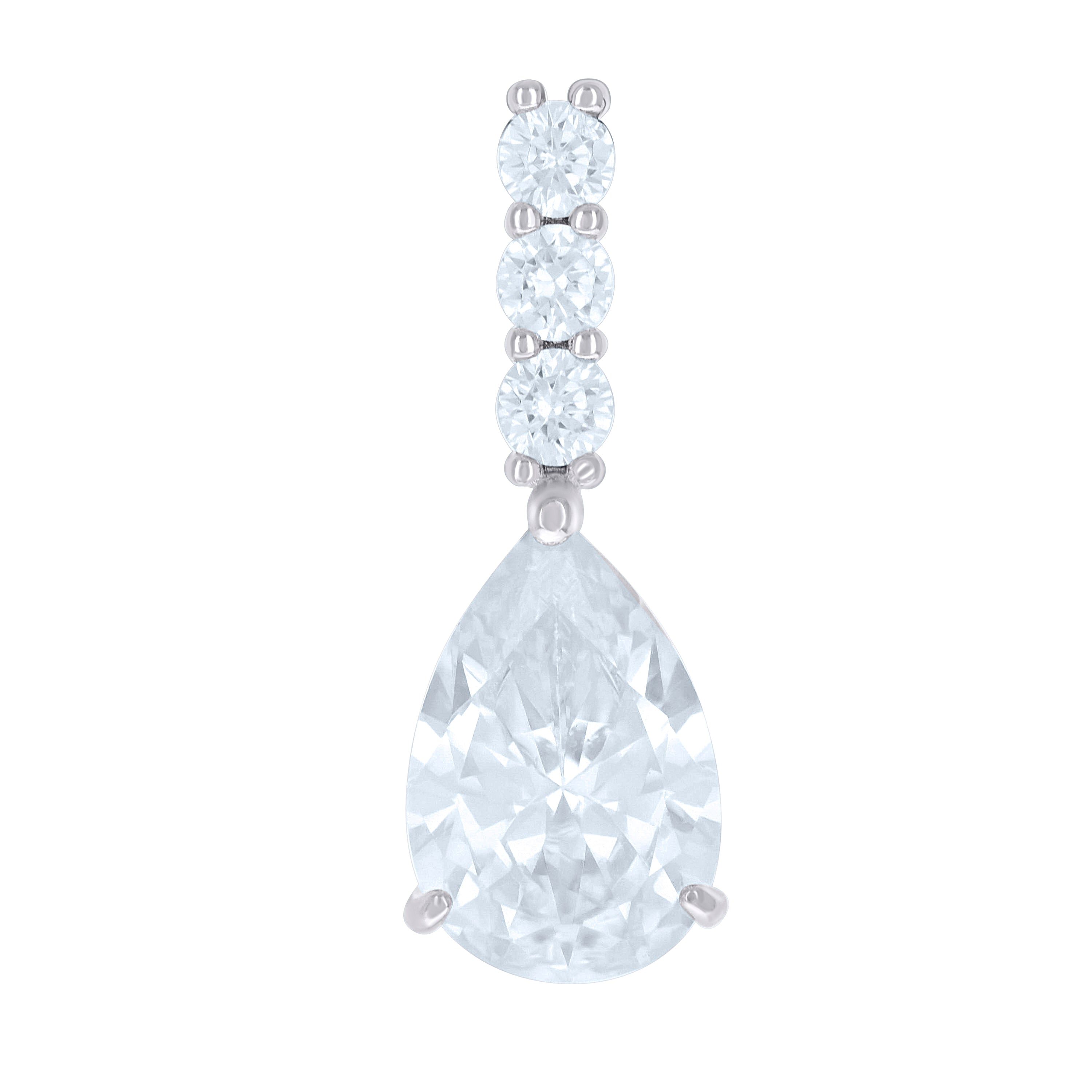 925 Sterling Silver Womens Pear Round Cubic-Zirconia Tear Drop Fashion Charm Pendant