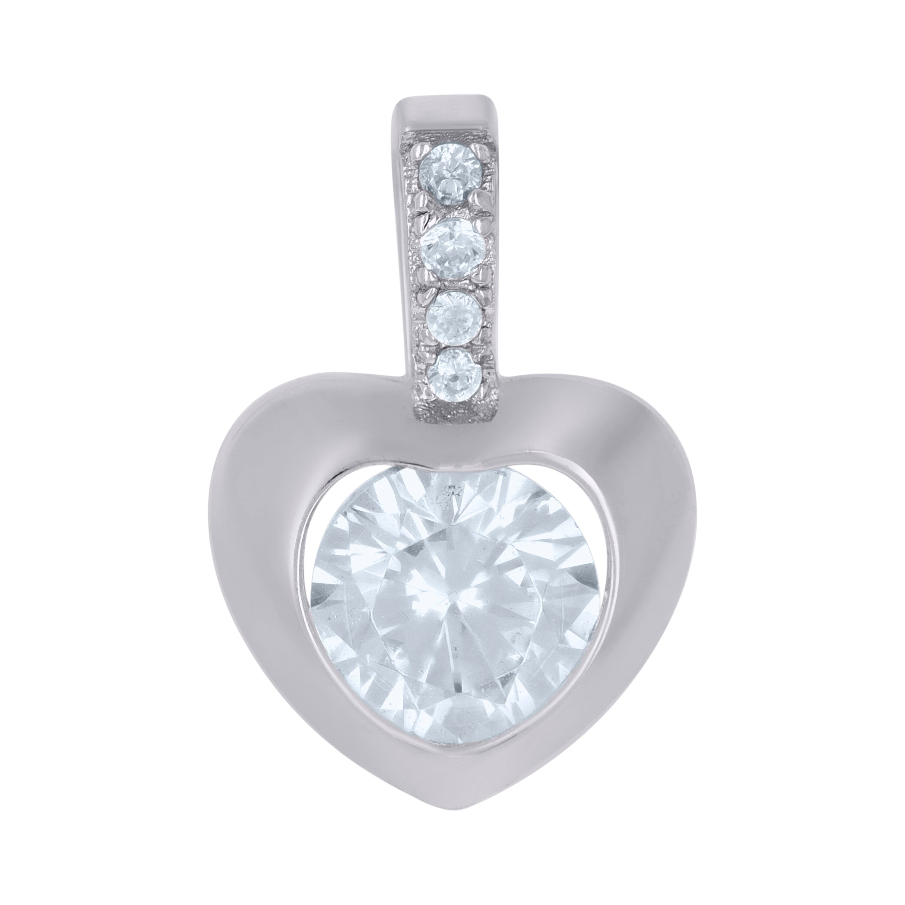 925 Sterling Silver Womens Cubic-Zirconia Heart Charm Pendant